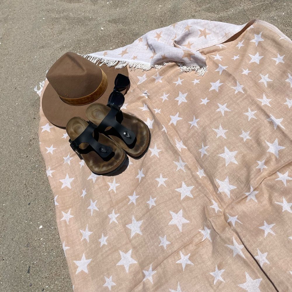 New Premium Turkish Cotton Peshtemal Oversized Star Beach Towel